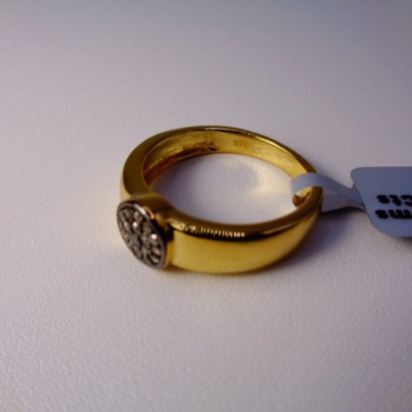 Silver 925 ring gold plated true diamonds (0.25CT)ring size 7,weight 3,05g - Picture 6 of 6